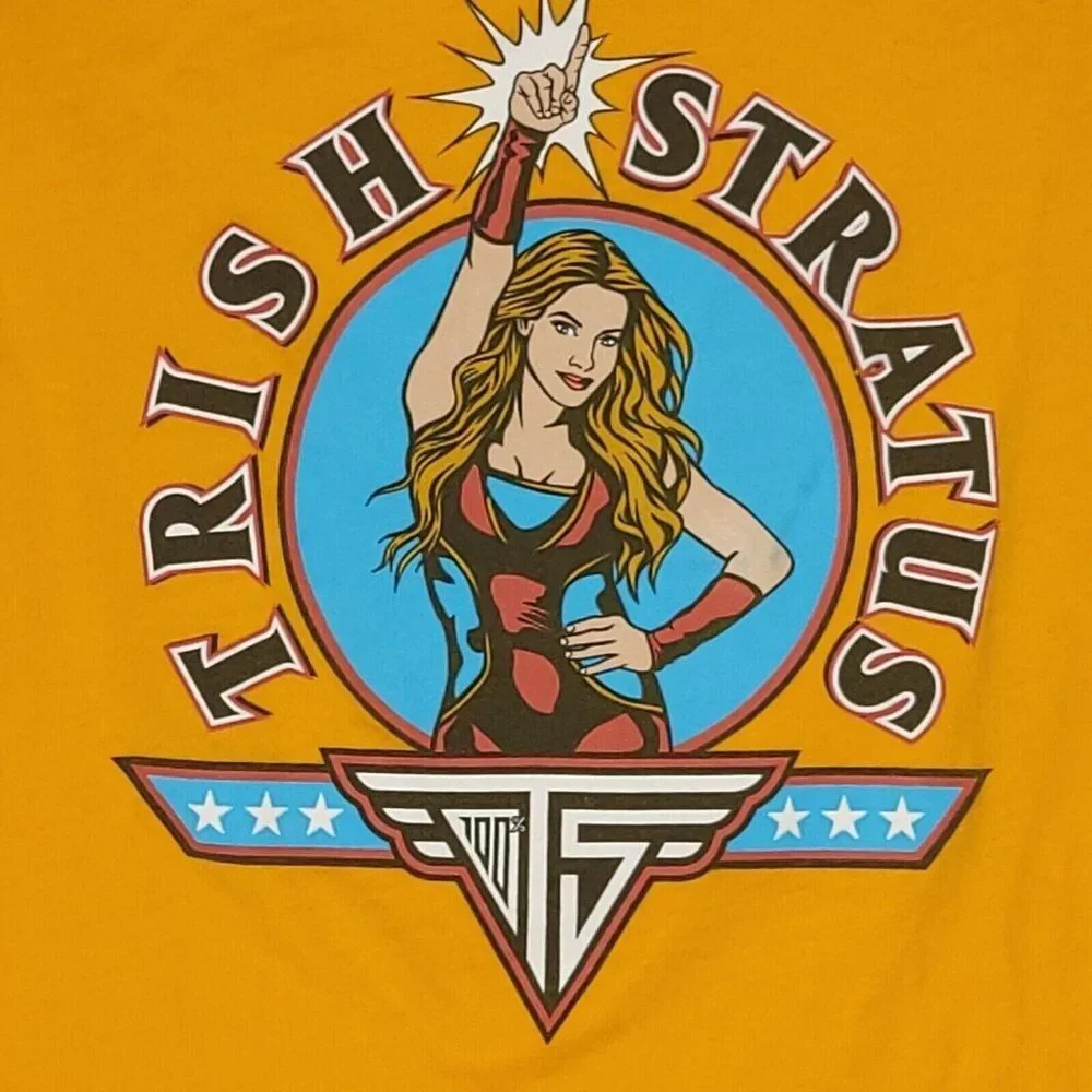 Wrestling Shirt Trish Stratus Kids Small Youth Yellow Graphic Short Sleeve